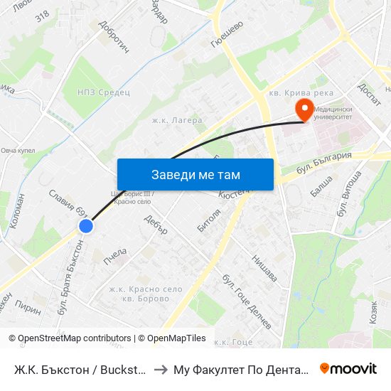 Ж.К. Бъкстон / Buckstone Qr. (0590) to Му Факултет По Дентална Медицина map