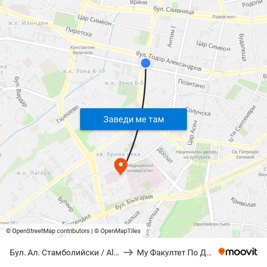 Бул. Ал. Стамболийски / Al. Stamboliyski Blvd. (0284) to Му Факултет По Дентална Медицина map