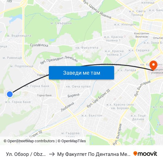 Ул. Обзор / Obzor St. to Му Факултет По Дентална Медицина map