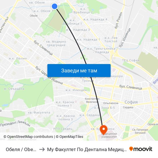 Обеля / Obelya to Му Факултет По Дентална Медицина map