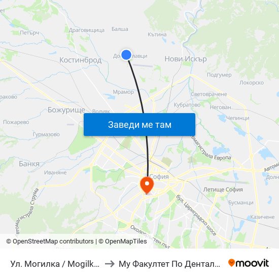 Ул. Могилка / Mogilka St. (2611) to Му Факултет По Дентална Медицина map