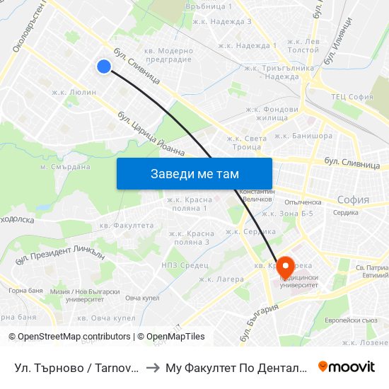 Ул. Търново / Tarnovo St. (2220) to Му Факултет По Дентална Медицина map