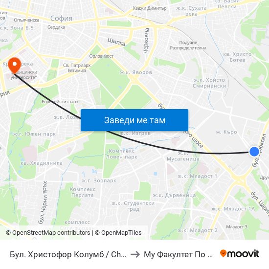 Бул. Христофор Колумб / Christopher Columbus Blvd. (0577) to Му Факултет По Дентална Медицина map