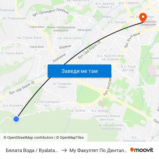 Бялата Вода / Byalata Voda (6068) to Му Факултет По Дентална Медицина map