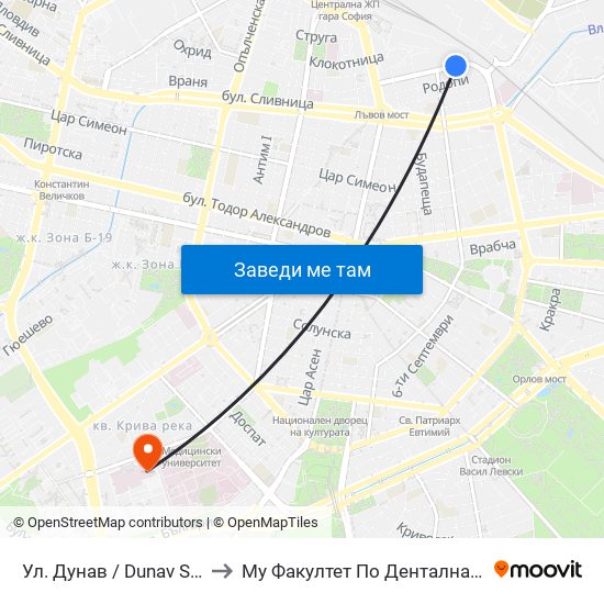 Ул. Дунав / Dunav St. (1939) to Му Факултет По Дентална Медицина map