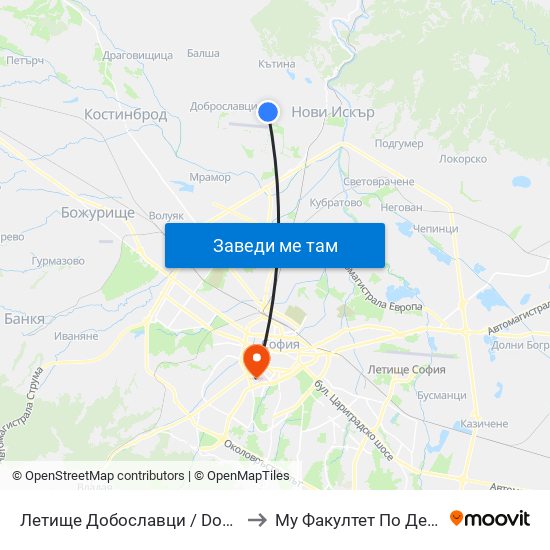 Летище Добославци / Dobroslavtsi Airport (1003) to Му Факултет По Дентална Медицина map