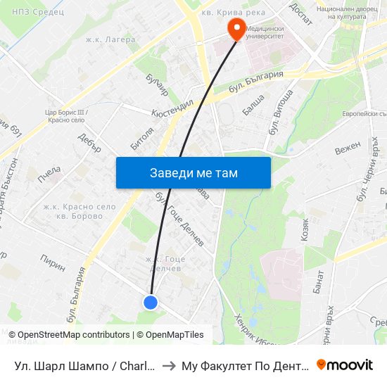 Ул. Шарл Шампо / Charles Champeaux St. to Му Факултет По Дентална Медицина map