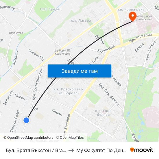 Бул. Братя Бъкстон / Bratya Buckstone Blvd. to Му Факултет По Дентална Медицина map