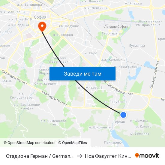 Стадиона Герман / German Stadium (1039) to Нса Факултет Кинезитерапия map