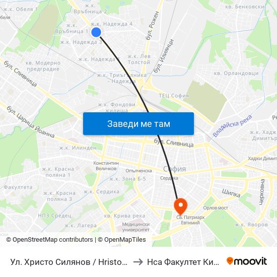 Ул. Христо Силянов / Hristo Silyanov St. (0331) to Нса Факултет Кинезитерапия map
