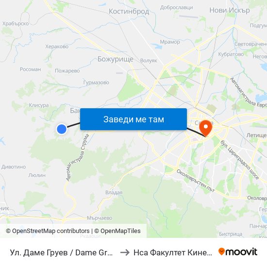 Ул. Даме Груев / Dame Gruev St. (1921) to Нса Факултет Кинезитерапия map