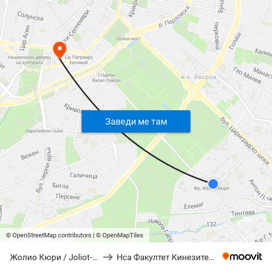 Жолио Кюри / Joliot-Curie to Нса Факултет Кинезитерапия map