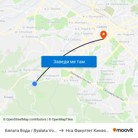 Бялата Вода / Byalata Voda (6068) to Нса Факултет Кинезитерапия map
