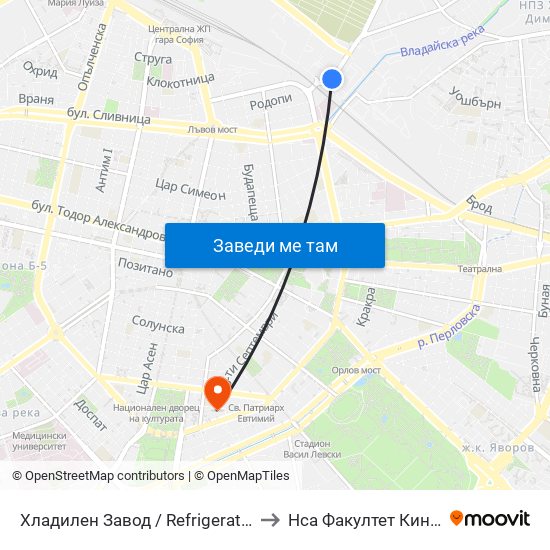 Хладилен Завод / Refrigerator Factory (2310) to Нса Факултет Кинезитерапия map