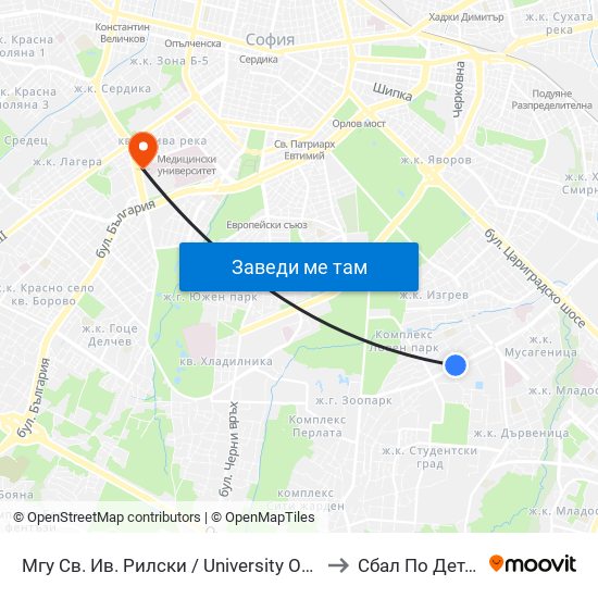 Мгу Св. Ив. Рилски / University Of Mining And Geology (1033) to Сбал По Детски Болести map