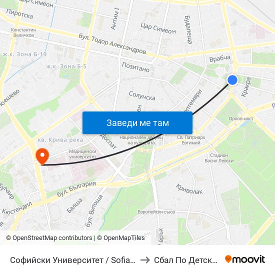 Софийски Университет / Sofia University (1698) to Сбал По Детски Болести map