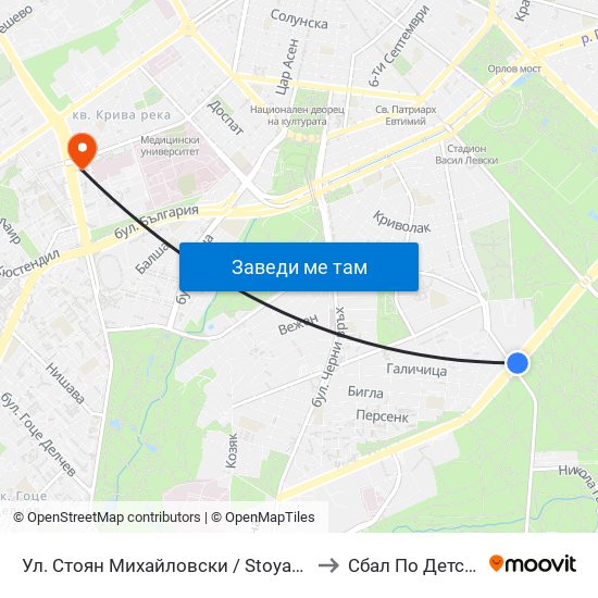 Ул. Стоян Михайловски / Stoyan Mihaylovski St. (2692) to Сбал По Детски Болести map