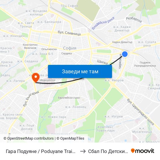 Гара Подуяне / Poduyane Train Station (0468) to Сбал По Детски Болести map