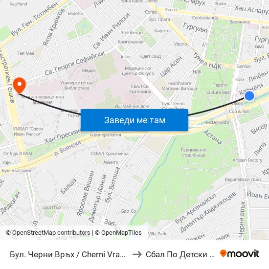 Бул. Черни Връх / Cherni Vrah Blvd. (0401) to Сбал По Детски Болести map