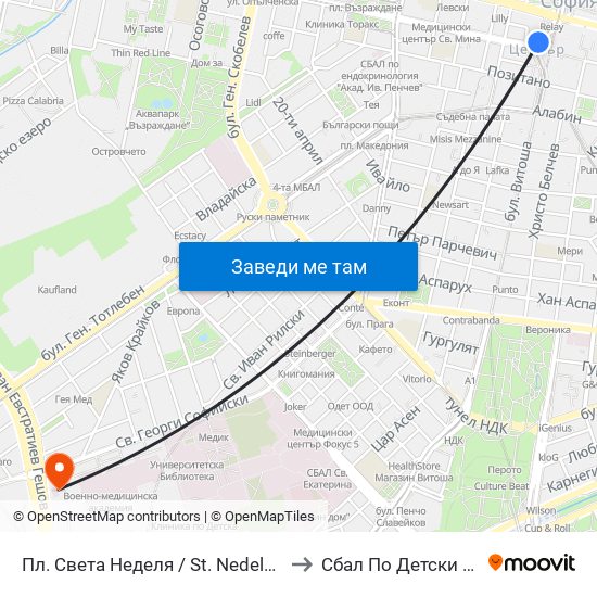 Пл. Света Неделя / St. Nedelya Sq. (1308) to Сбал По Детски Болести map