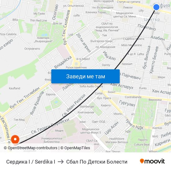 Сердика I / Serdika I to Сбал По Детски Болести map