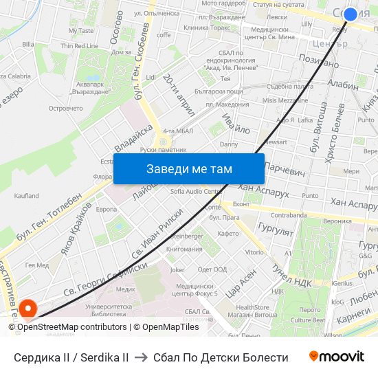 Сердика II / Serdika II to Сбал По Детски Болести map
