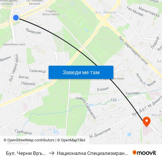 Бул. Черни Връх / Cherni Vrah Blvd. (0401) to Национална Специализирана Болница За Активно Лечение По Онкология map