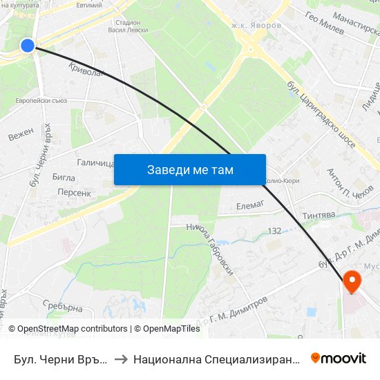Бул. Черни Връх / Cherni Vrah Blvd. (0395) to Национална Специализирана Болница За Активно Лечение По Онкология map