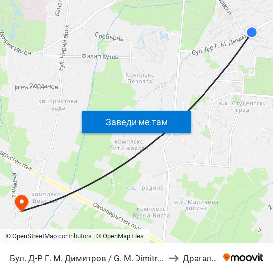 Бул. Д-Р Г. М. Димитров / G. M. Dimitrov Blvd. (0316) to Драгалевци map