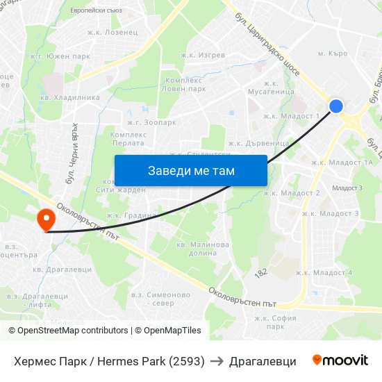 Хермес Парк / Hermes Park (2593) to Драгалевци map