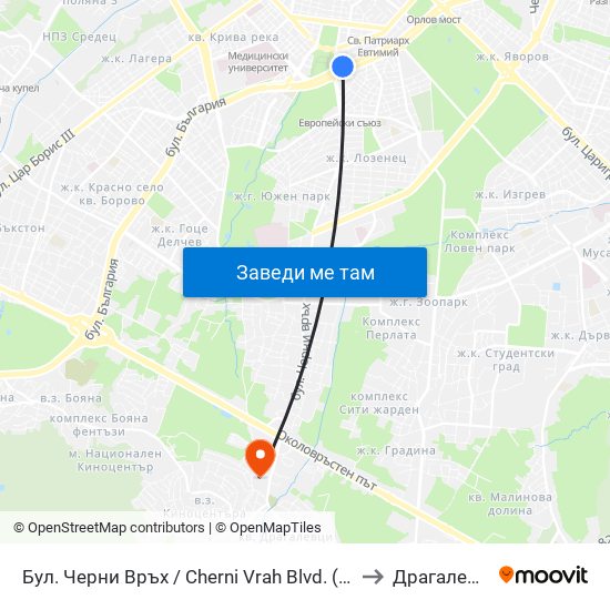 Бул. Черни Връх / Cherni Vrah Blvd. (0401) to Драгалевци map