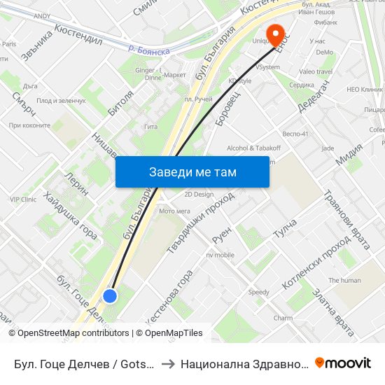 Бул. Гоце Делчев / Gotse Delchev Blvd. (0314) to Национална Здравноосигурителна Каса map