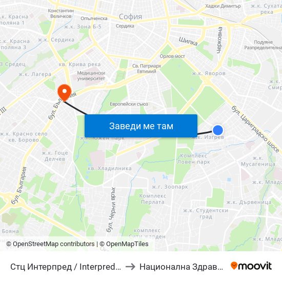 Стц Интерпред / Interpred World Trade Centre (1109) to Национална Здравноосигурителна Каса map