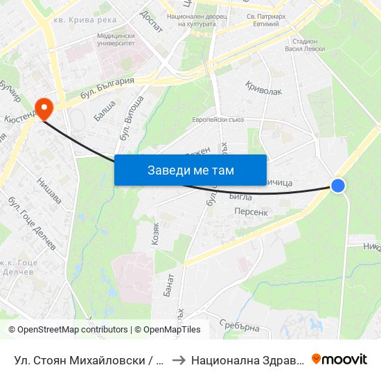 Ул. Стоян Михайловски / Stoyan Mihaylovski St. (2191) to Национална Здравноосигурителна Каса map