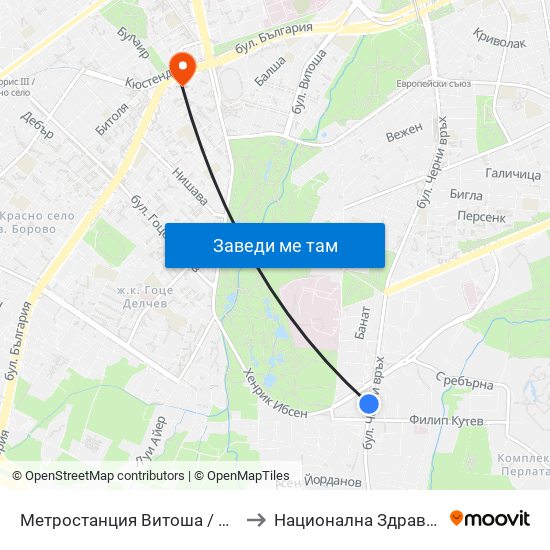 Метростанция Витоша / Vitosha Metro Station (2756) to Национална Здравноосигурителна Каса map