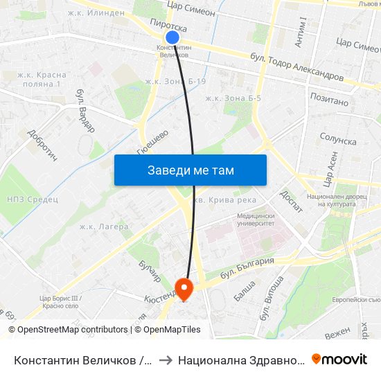 Константин Величков / Konstantin Velichkov to Национална Здравноосигурителна Каса map