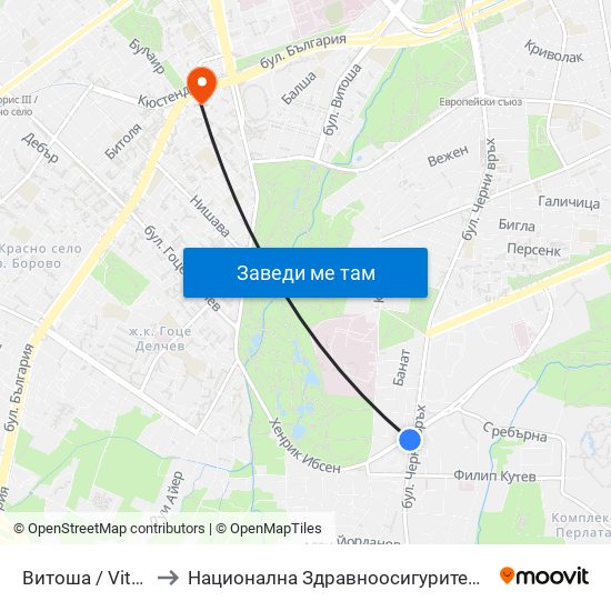 Витоша / Vitosha to Национална Здравноосигурителна Каса map
