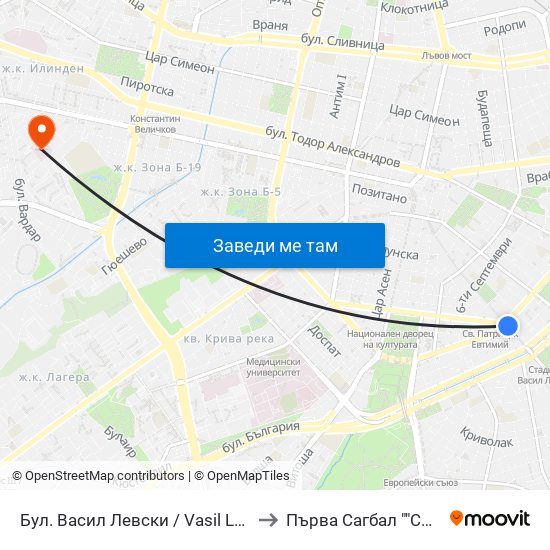 Бул. Васил Левски / Vasil Levski Blvd. (0300) to Първа Сагбал ""Света София"" map
