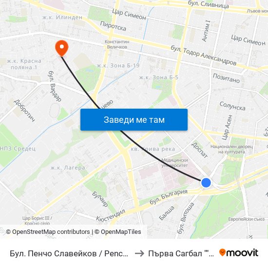 Бул. Пенчо Славейков / Pencho Slaveykov Blvd. (0356) to Първа Сагбал ""Света София"" map