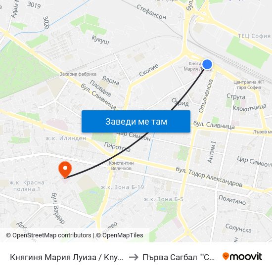 Княгиня Мария Луиза / Knyaginya Maria Luiza to Първа Сагбал ""Света София"" map