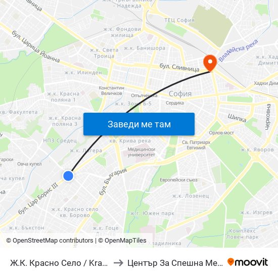 Ж.К. Красно Село / Krasno Selo Qr. (0638) to Център За Спешна Медицинска Помощ map