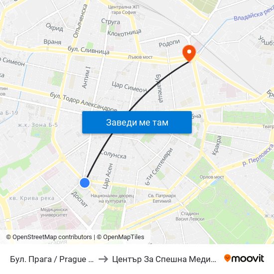 Бул. Прага / Prague Blvd. (0363) to Център За Спешна Медицинска Помощ map