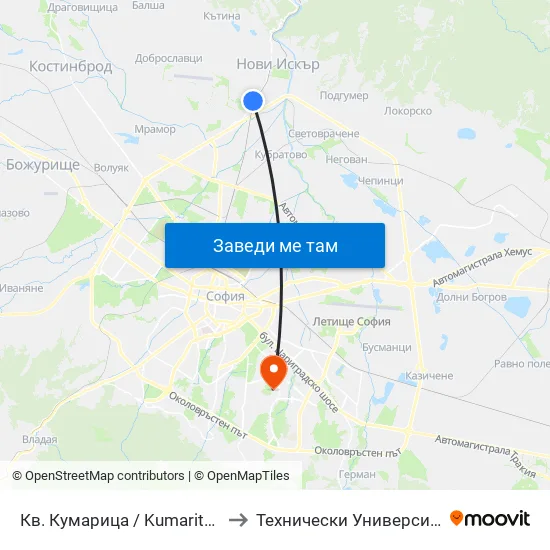 👋 Кв. Кумарица / Kumaritsa Qr. (0859) to Технически Университет - София map