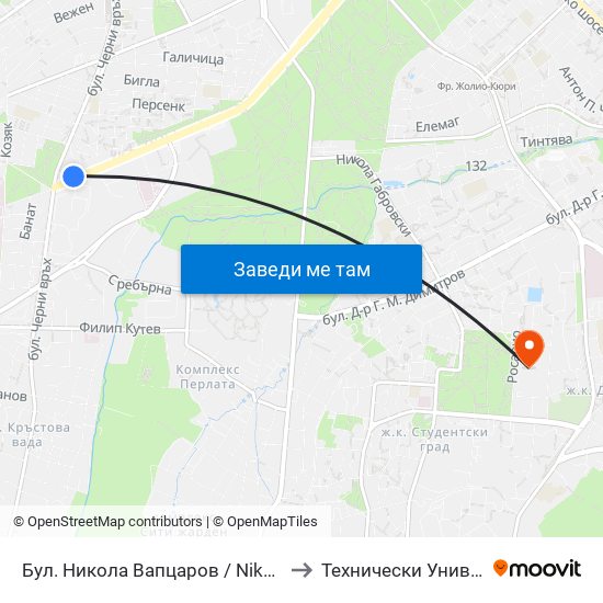 Бул. Никола Вапцаров / Nikola Vaptsarov Blvd. (0341) to Технически Университет - София map