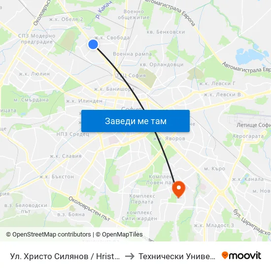 Ул. Христо Силянов / Hristo Silyanov St. (0331) to Технически Университет - София map