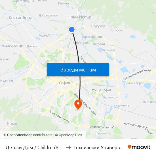Детски Дом / Children’S Home (0529) to Технически Университет - София map