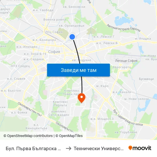 Бул. Първа Българска Армия (6382) to Технически Университет - София map