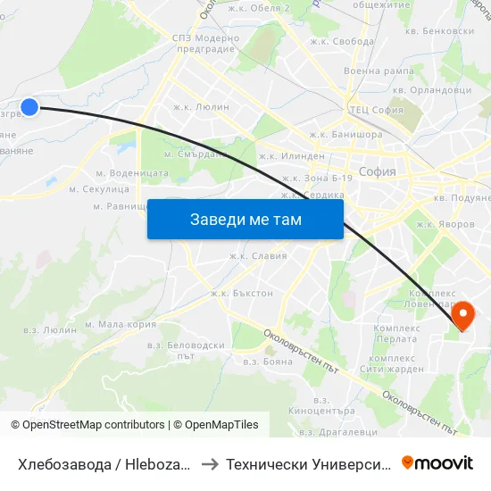 Хлебозавода / Hlebozavoda (2317) to Технически Университет - София map