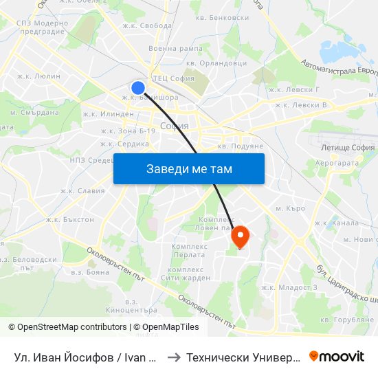 Ул. Иван Йосифов / Ivan Yosifov St. (1951) to Технически Университет - София map