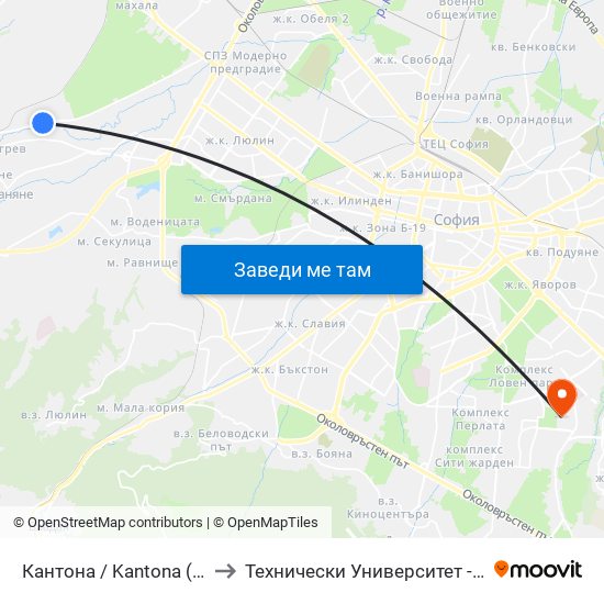 Кантона / Kantona (0790) to Технически Университет - София map